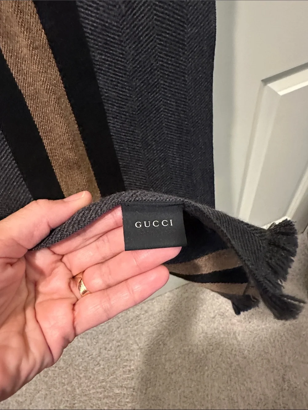 Gucci Black and Brown Striped Men's Scarf